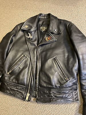 #ad San Diego Leather Factory Police Motorcycle Vintage Jacket Made In USA Size 40