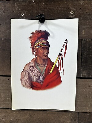 #ad #ad Vintage Native American Picture Print Of “Not Chi Mi Ne” No Heart An Iwow Chief