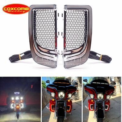 #ad For Harley Ultra Limited FLHTK LED Fairing Lower Grills Turn Signals Runnning