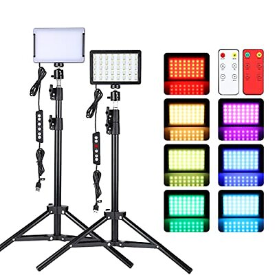 #ad Led Video Light for Camera Lighting Kit 2 Packs with Adjustable Tripod Stand New