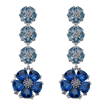 #ad Lab Created 6.50CT Sapphire amp; Light Blue Topaz Blossom Renaissance Drop Earrings