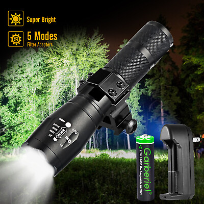 #ad #ad 990000LM Rechargeable LED Flashlight Tactical Gun Light Rail Mount Hunting Lamp