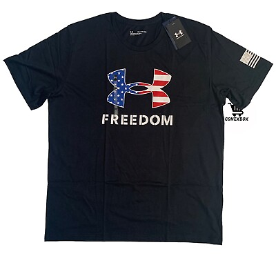 #ad Under Armour Loose Men#x27;s Size 2XL Short Sleeve Freedom Adult T Shirt Brand New