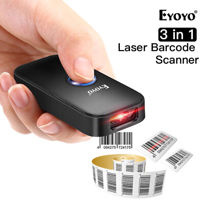 #ad Eyoyo Wireless 1D Barcode Scanner 2.4G Wireless amp; Wired 3 in 1 Bar Code Scanner
