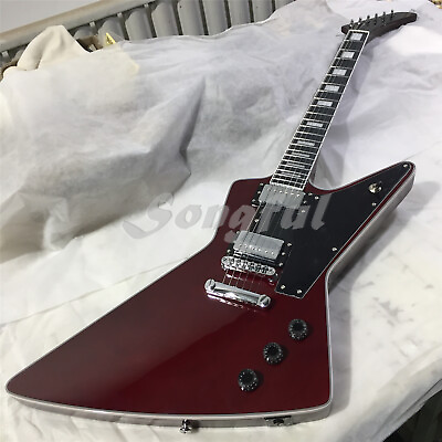 #ad Wine Red Explorer Electric Guitar Mahogany Body HH Pickup Chrome Part in Stock