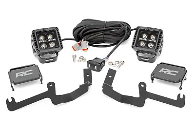 #ad Rough Country Chevy 2quot; LED Windshield Kit Black Series Amber DRL 19 20 Silverado