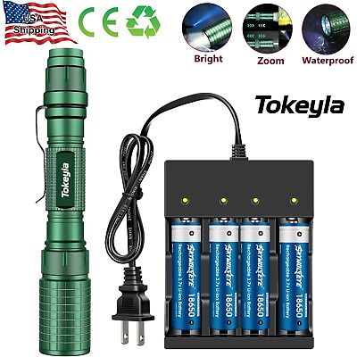 #ad #ad Super Bright LED Tactical Flashlight Powerful Police LED Torch Lamp Zoomable
