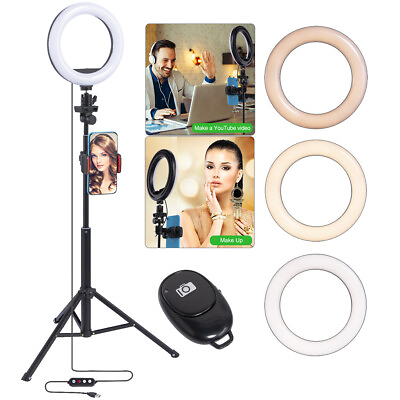 Makeup Light LED Dimmable Selfie Ring Light Kit with Tripod Stand amp; Phone Holder