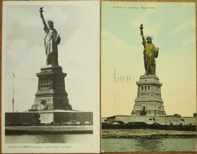 #ad Statue of Liberty PAIR 1914 amp; 1947 Postcards One Realphoto