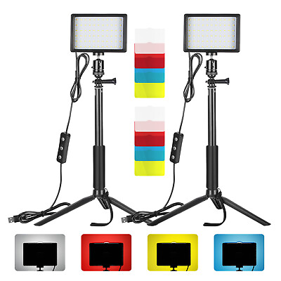 #ad 2 Pack 5600K USB LED Video Light with Adjustable Tripod Stand and Color Filters
