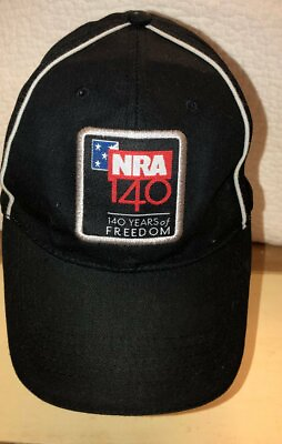 #ad NRA 140 Years Freedom Adult Hat Cap One Size Curved Bill Rifle Gun Rights BLACK
