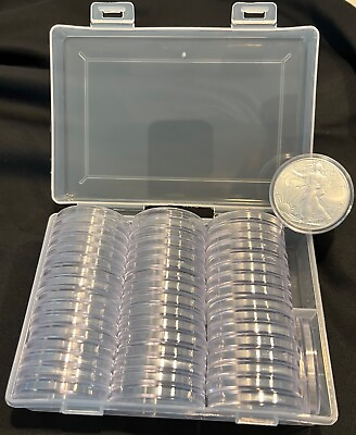 #ad #ad 50 DIRECT FIT AIRTIGHT 40.6MM AMERICAN SILVER EAGLE 1 OZ COIN HOLDERS CAPSULES