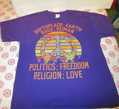 #ad Peace FREEDOM Love Size XL T SHIRT Graphic PSYCHEDELIC Port amp; Co CREW Hippie