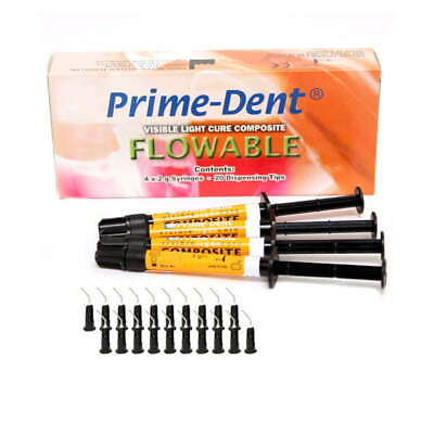 #ad #ad Prime Dent Flowable Light Cure Dental Composite 4 Syringe Kit PICK YOUR SHADES