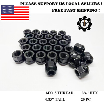 #ad 20PC 3 4quot; HEX END BLACK PLATED BULGE ACORN LUG NUTS 14x1.5 CHEVROLET FORD CHEVY