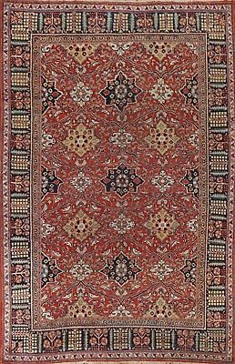 #ad #ad Antique Mahal Red Navy Blue Vegetable Dye Handmade Living Room Area Rug 7#x27;x10#x27;