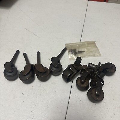#ad Lot Of 8 Antique Vintage Metal Wheel Furniture Casters wheels Small
