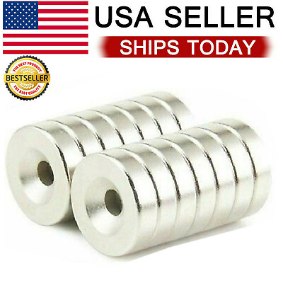 #ad 25 50 100 Strong Countersunk Ring Magnets Rare Earth Neodymium Hole 4mm