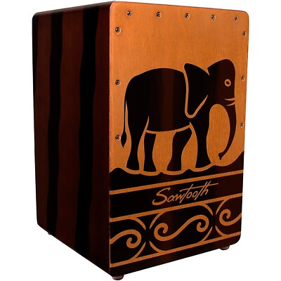 #ad Sawtooth Harmony Series Hand Stained Elephant Design Compact Size Cajon