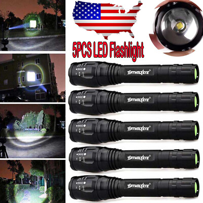 #ad #ad 1 5PCS Super Bright 990000Lumens Police LED Flashlight Zoom Tactical Torch US