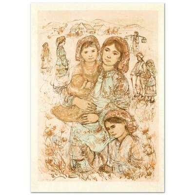 #ad Edna Hibel quot;Family In The Field 3 quot; Hand Signed Limited Edition Lithograph Art