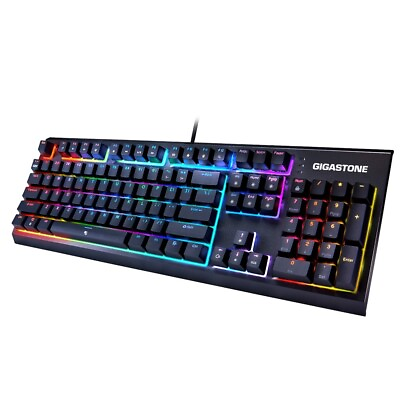 #ad Gigastone GK 12 Wired Gaming Keyboard RGB LED Brown Switch Mechanical Keyboard