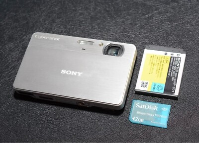 #ad N Mint w Pouch SONY Cyber shot DSC T700 Silver Digital Camera From Japan