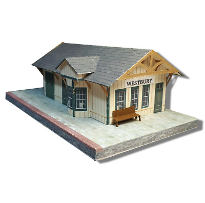 #ad N Scale Building 1:160 Train Station Depot Pre Cut Paper Model Kit SDN1