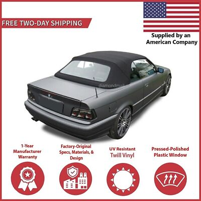#ad 1994 99 BMW 3 Series E36 Convertible Soft Top w DOT Approved Window Black