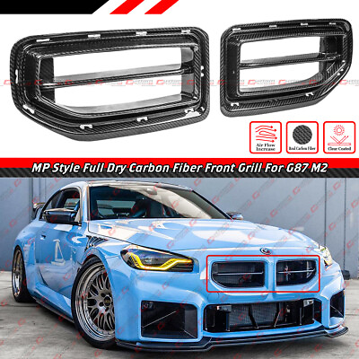 #ad FOR 2023 24 BMW G87 M2 MP STYLE DRY CARBON FIBER FRONT NOSE KIDNEY GRILL GRILLE