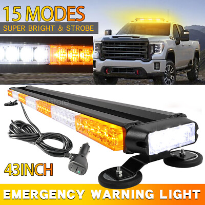 #ad Amber White LED Strobe Flash Light Bar 360 Coverage Car Truck Emergency Warning