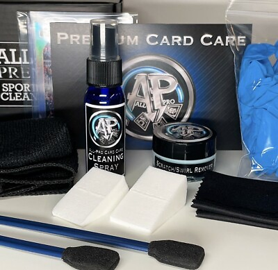 #ad ALL PRO Premium Sports Card Cleaning Kit Spray Polish 1 Bonus Card In Every Box