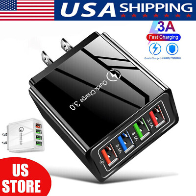 #ad 4 Port USB Wall Charger USB Fast Quick Charge QC 3.0 Power Adapter Plug US