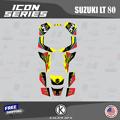 #ad Graphics Kit for SUZUKI LT80 LT 80 ALL YEARS 16 MIL DECALS Icon Series Red