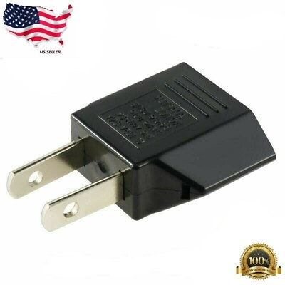 #ad New Euro EU to US USA Power Plug Converter Adapter with Two Holes ABS Black