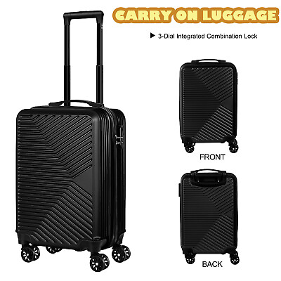 #ad 20 in Luggage Suitcase ABS with TSA Lock Spinner Carry on Hardshell Lightweight