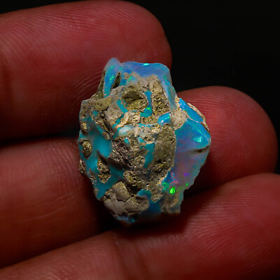#ad 19.60Cts Natural Ethiopian Welo Opal Play Of Color Facet Rough Loose Gemstone