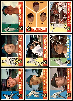 #ad 1960 Topps Washington Senators Near Team Set 7 NM 27 34 cards