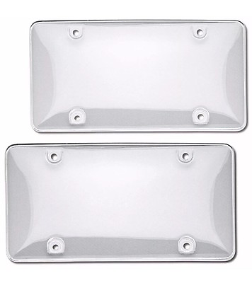 #ad 2 Clear License Plate Tag Frame Covers Bubble Shields Protector for Car Truck