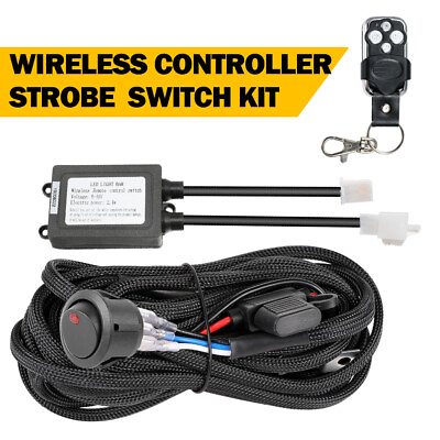 #ad Wiring Harness Kit W Wireless Control Strobe Switch For LED Work Light Bar Pods