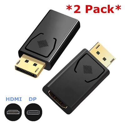 #ad 2 x Display Port to HDMI Displayport DP HDMI Cable Adapter Video cord HDTV PC