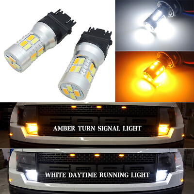 #ad Switchback 3157 3457 Dual Color 20 SMD LED Front Turn Signal Parking light Bulbs