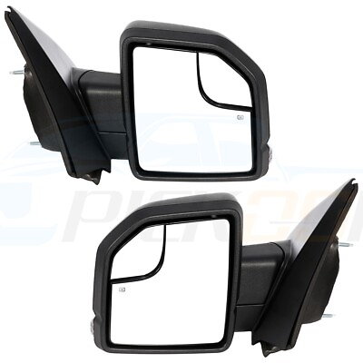 #ad Pair Black Power Heated Turn Signal Side Mirrors For Ford F 150 2015 2020