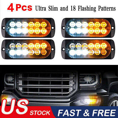 #ad Car 12 LED Strobe Ligtht Lamps Surface Mount Flashing Lights For Truck Pickup