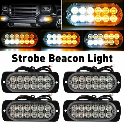 #ad Car 12 LED Strobe Emergency Lamps Surface Mount Flashing Lights For Truck Pickup