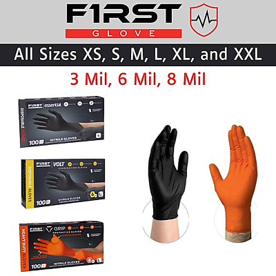 #ad First Glove Nitrile Disposable Gloves Powder Latex Free 3 6 amp; 8 Mil