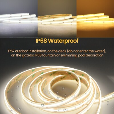 #ad #ad 12V 384LEDs m COB LED Light Strips 16.4ft Waterproof Flexible Tape for Boat Car