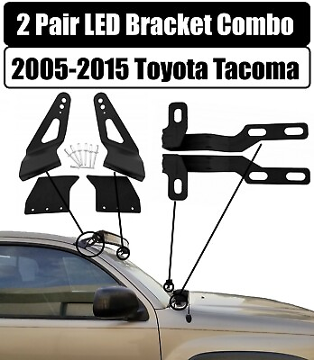 LED Bracket Combo for Light Bar amp; Engine Hood Lights for 2005 2015 Toyota Tacoma