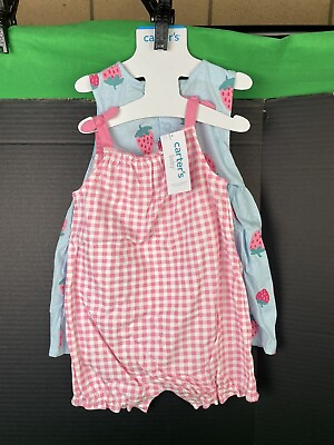 #ad Carter#x27;s Girls Toddler 3 Piece Cotton Bodysuit Dress Set 18 Months Pink