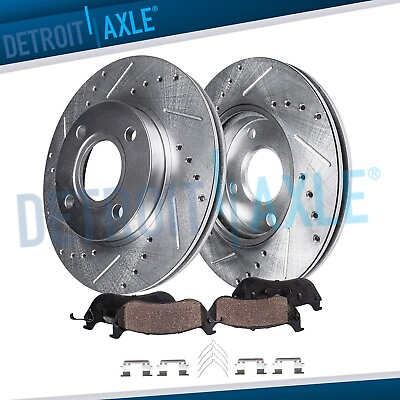 #ad 262mm Front Drilled Slotted Rotors Ceramic Brake Pads for 2009 2014 Honda Fit
